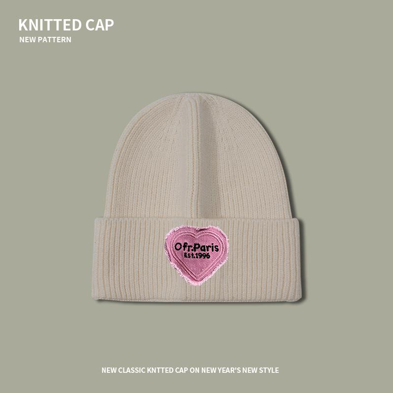 Big head circumference cartoon love plush hat, thickened warm ear protection in autumn and winter, small wool cold hat