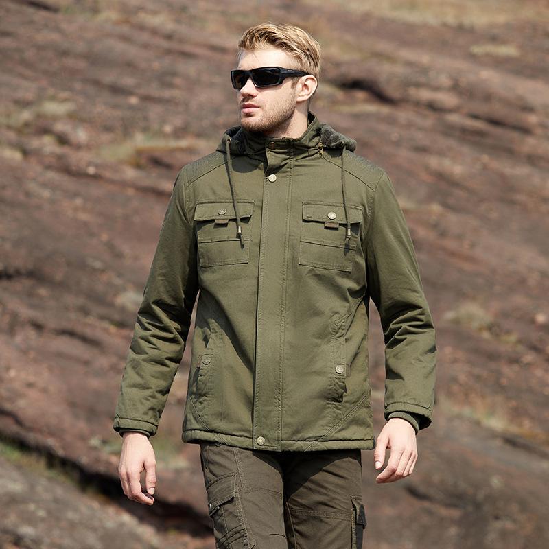 

Мужская плюшевая и толстая куртка Мужская рабочая куртка Свободный воротник-стойка Теплая куртка XXXXL зелёный