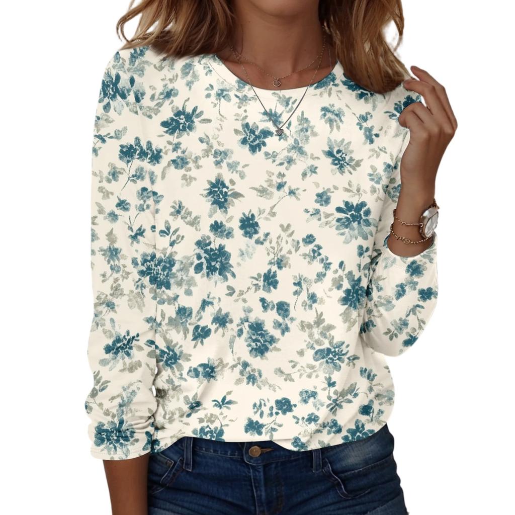 Long Sleeve Shirts For Women Cute Print Graphic Tees Blouses Casual Plus Size Basic Tops Pullover