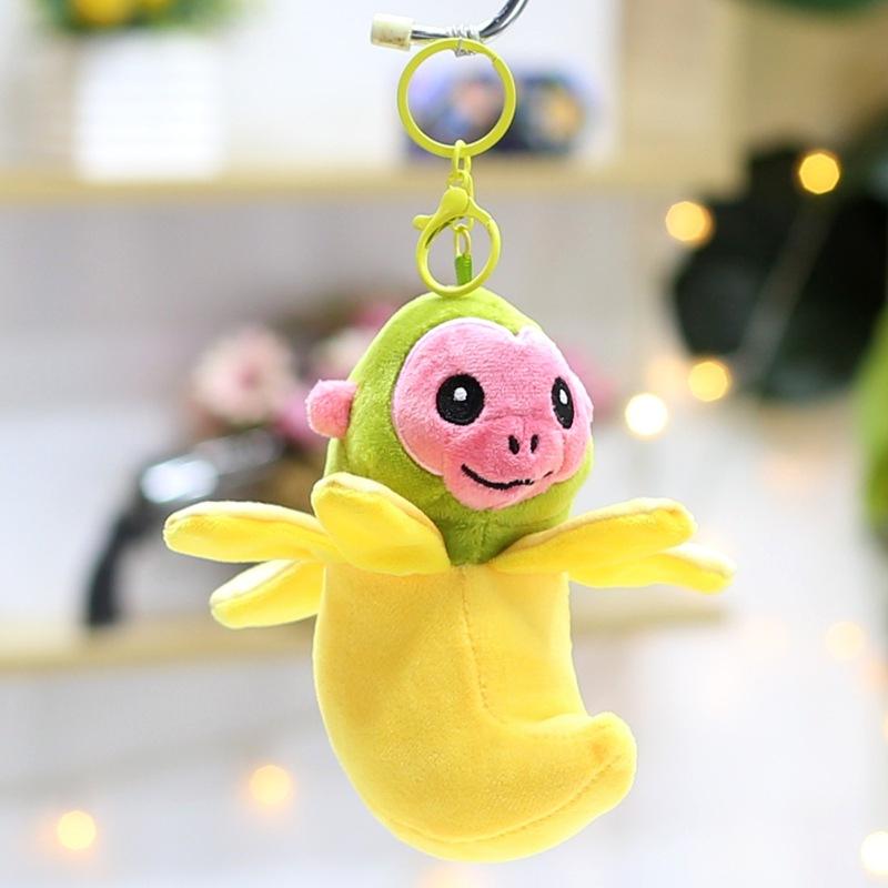 Mountain and Sea Ceremonial Wooden Stick Man Doll Pendant Keychain Shark Doll Small Doll Banana Monkey Plush Toy