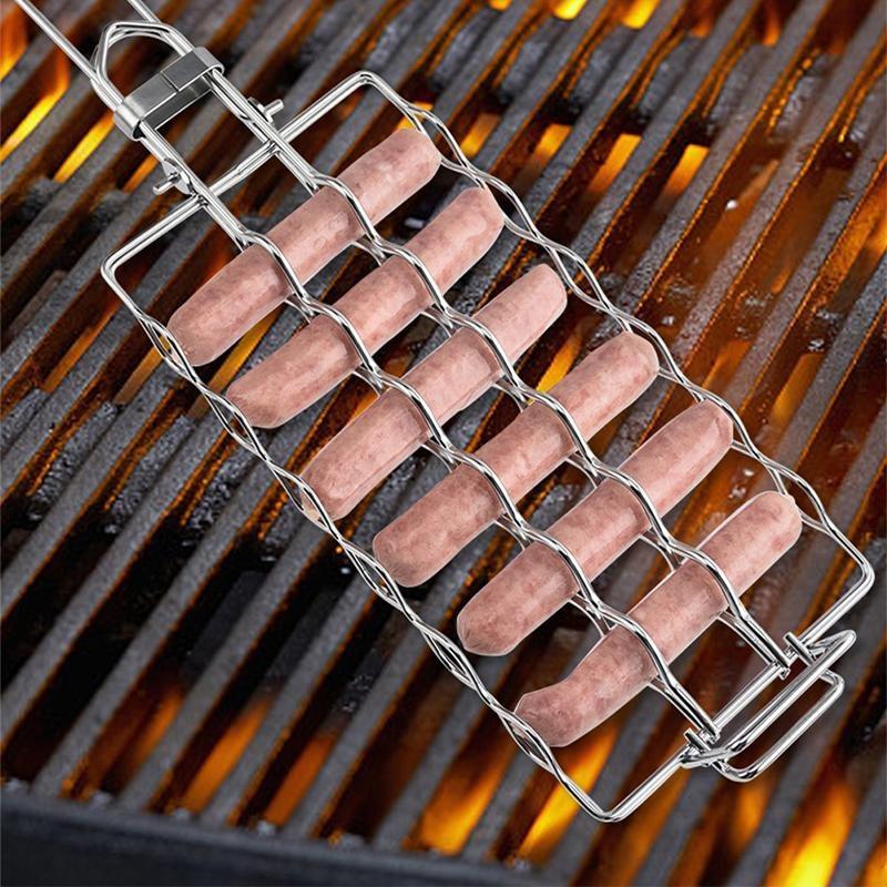 Stainless Steel Barbecue Mesh, Detachable Folding Grill Clip, Ham Sausage Specific Grill, Outdoor Portable Barbecue Rack