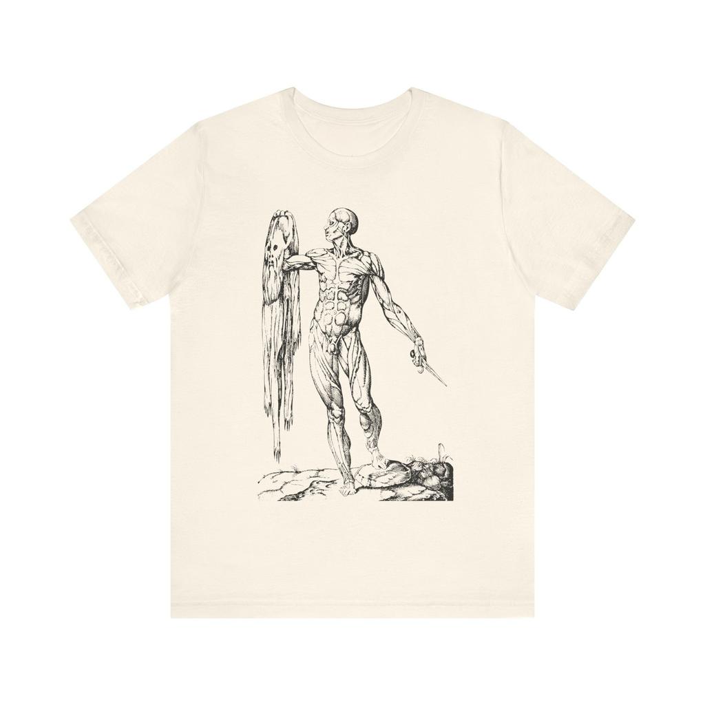 The Skinless Unisex Andreas Vesalius Art Vintage Creepy Tshirt Horror Shirt Medical Spooky Anatomy Jersey Short Sleeve Tee