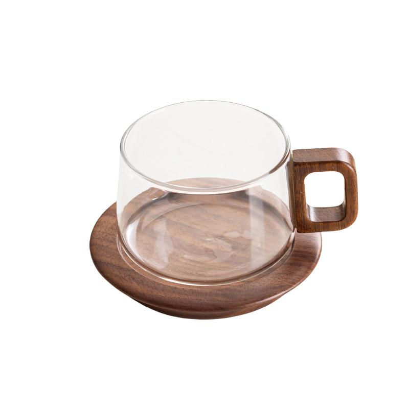 Стеклянная кофейная чашка в европейском стиле, блюдце, прозрачная стеклянная кружка, изысканная послеобеденная чашка для чая с камелиями, кофейная кружка, домашняя чашка для завтрака, молочная чашка 201-300ml