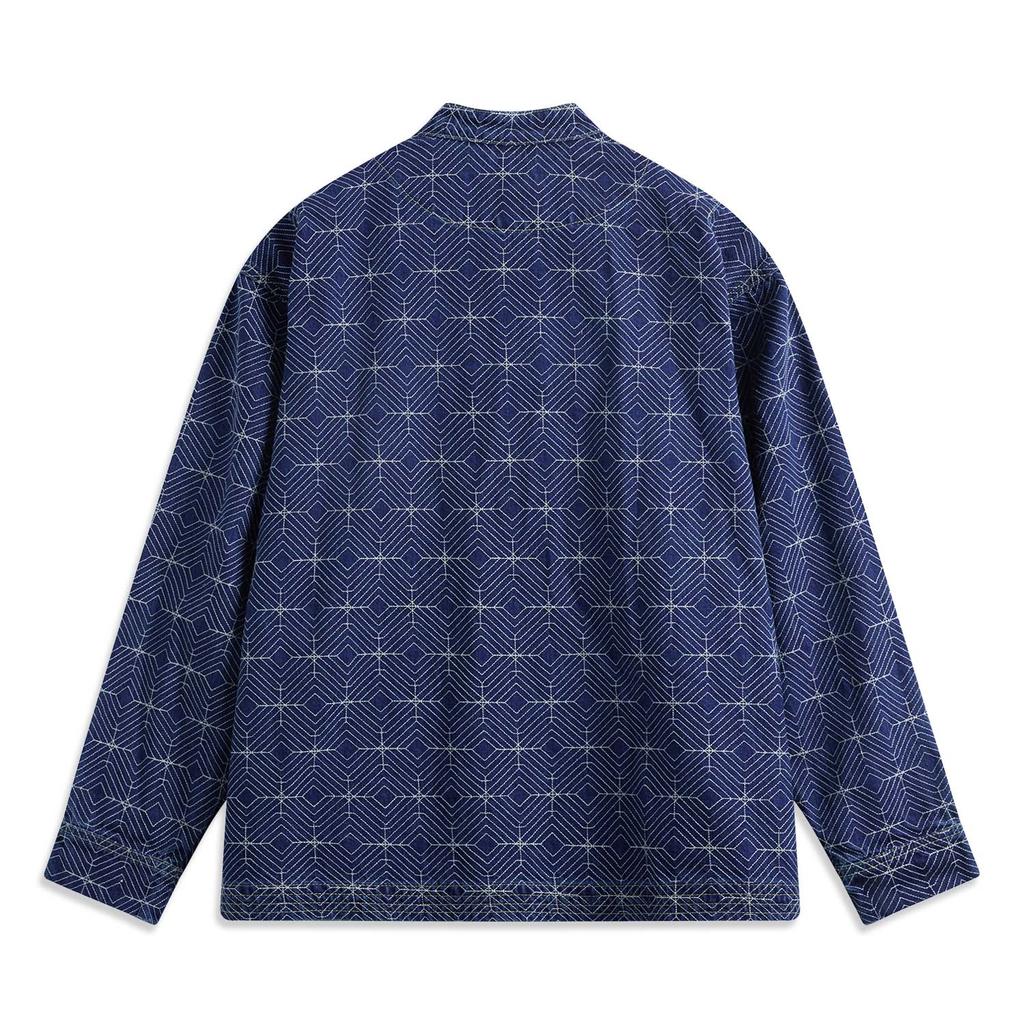 Li Ning Daily Prosperity Series CNY Zodiac Year American Vintage Loose Versatile Comfortable Casual Simple All-Over Print Denim Jacket AJDV023-1