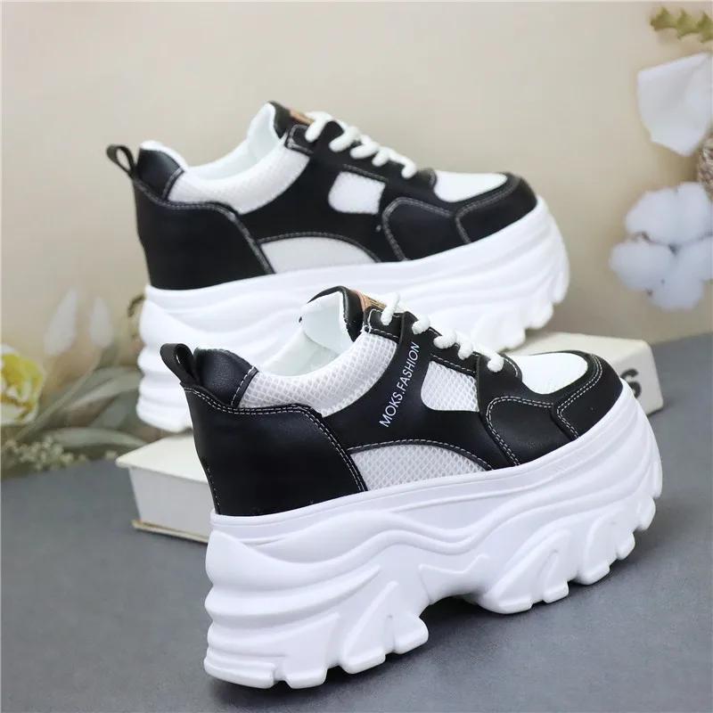 Fashion 12CM Microfiber Leather Platform Wedge Spring Chunky Sneaker Autumn Pumps Ankle Boots Fashion Mary Jane Chunky Heels Shoes