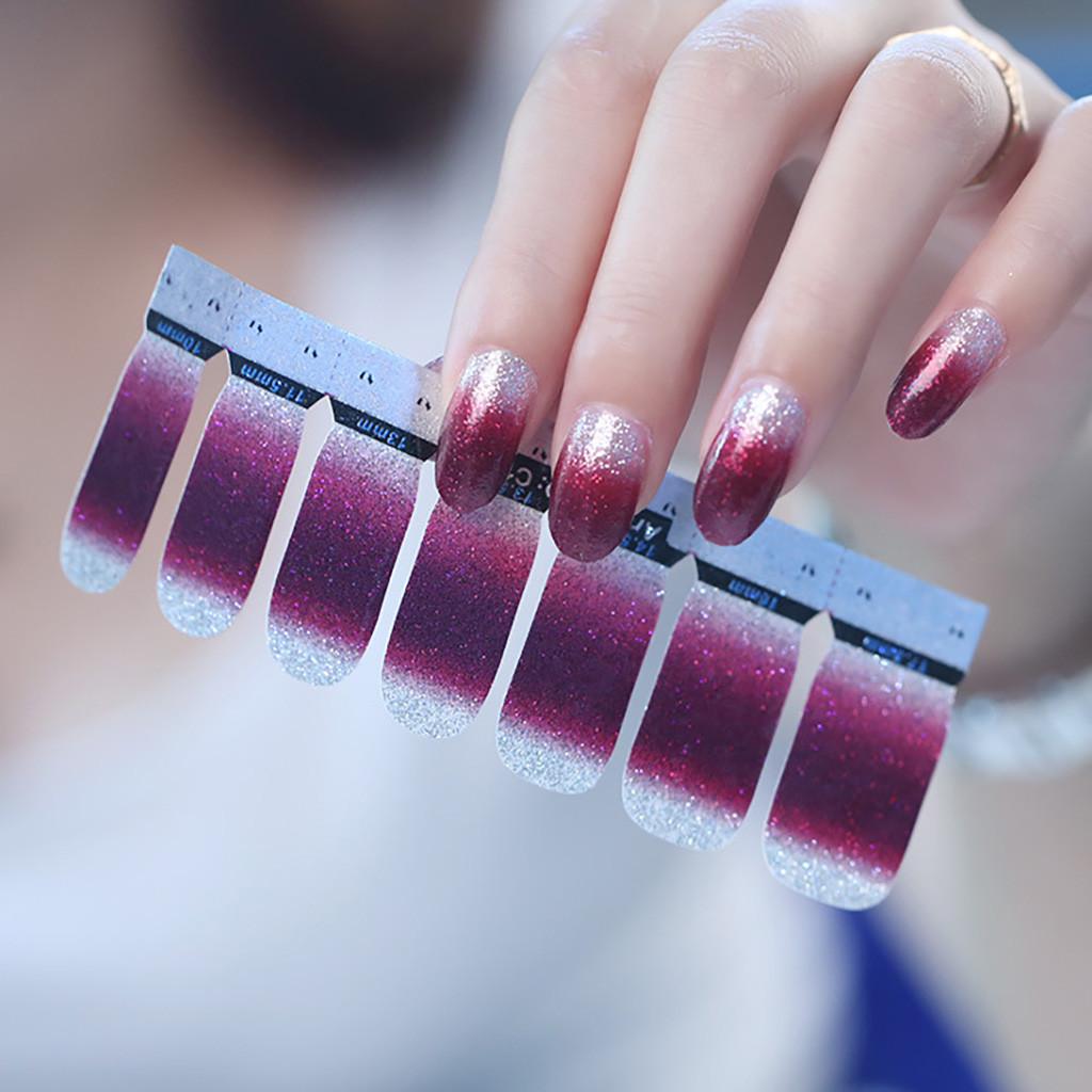 

2 шт., обертывания, наклейки, красота, блестящий порошок, наклейки для ногтей, градиентные цвета, полное покрытие разноцветный