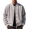 Men'S Baseball Jacket Autumn And Winter Fleece American Solid Color Loose Casual Stand-Up Collar Single-Breasted Flight Jacket