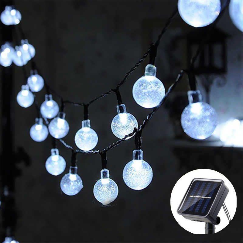5m 7m 12m Outdoor Solar String Lights Fairy Bubble Ball Garden Festoon Garland Lamp for Wedding Camping Party Balcony Decoration