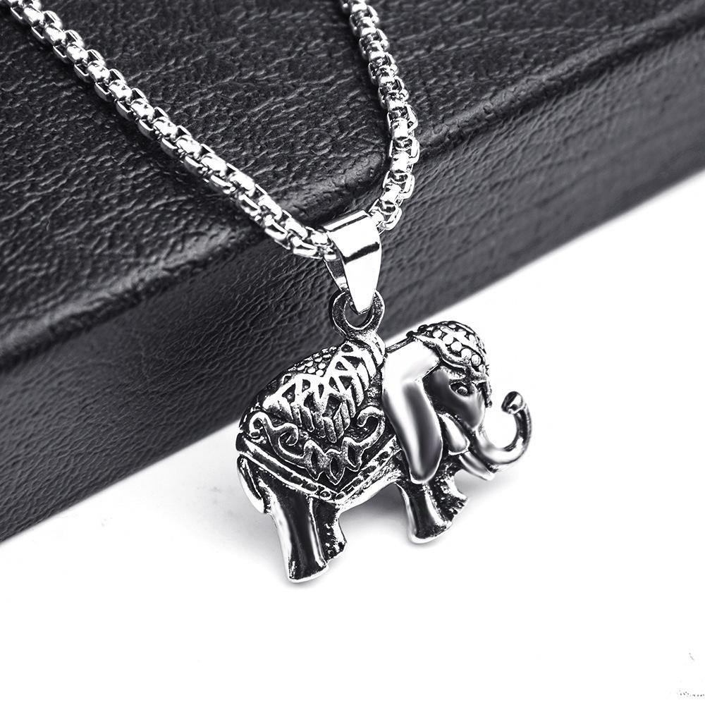 Necklace for Men Retro Skull Elephant Shaped Pendant