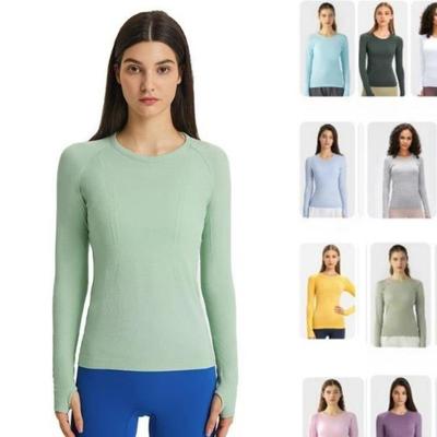 Yeni Yuvarlak Yaka Uzun Kollu Tişört Yoga Gömlekleri Renkli İçlik İnce Katmanlı İç Üst Zayıflatıcı Çok Yönlü Kadın Tişörtü