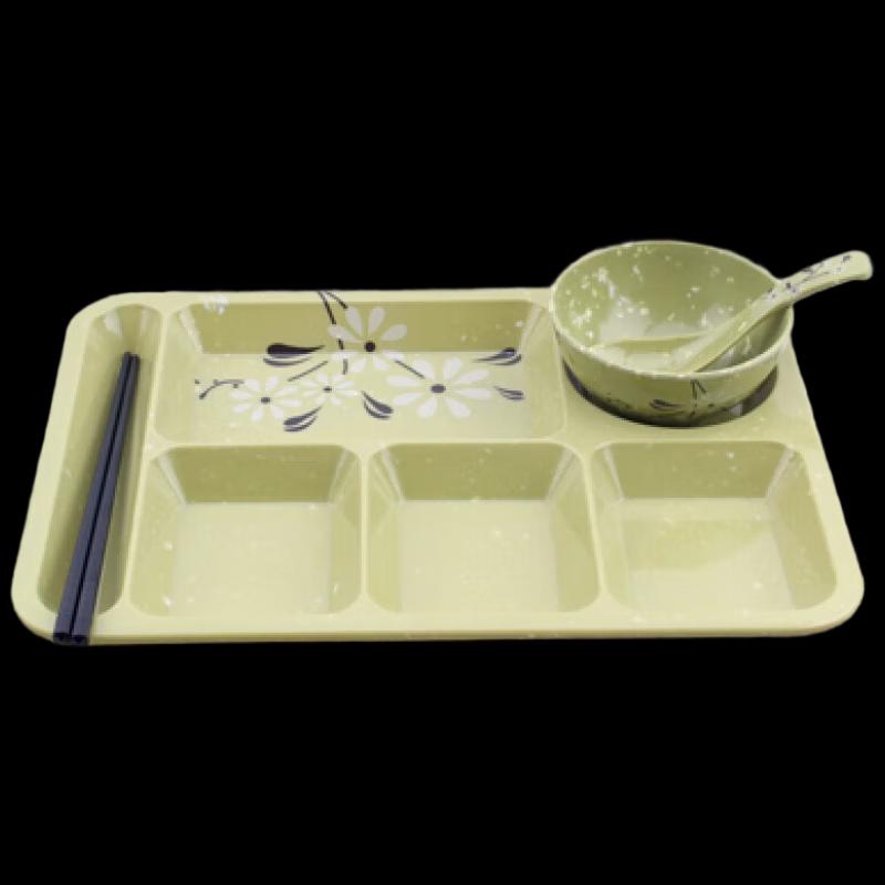 Zhishi Six-Compartment Melamine Canteen Tray Set