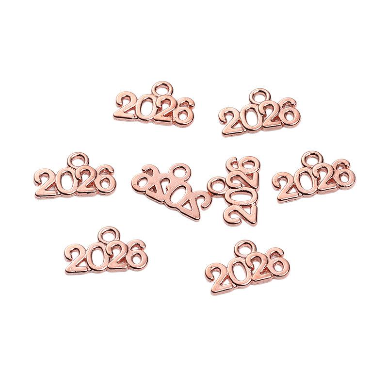 Exquisite and Stylish 2026 New Year Character Metal Charms for Women's DIY Jewelry, Bracelets, Keychains - Creative Gift Making