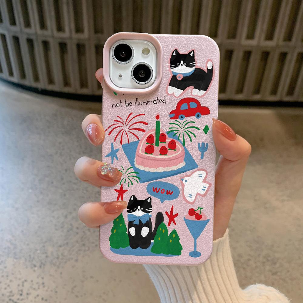 Strawberry Cake Cat for IPhone 16 Mobile Phone Case for IPhone15/14plus/13promax Silicone 12