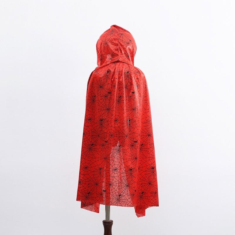 Kids Adult Cloak with Hood Halloween Costume Hooded Cloak with Bloody/Spiders Decors Cosplay Vampires Witch Cape Gifts