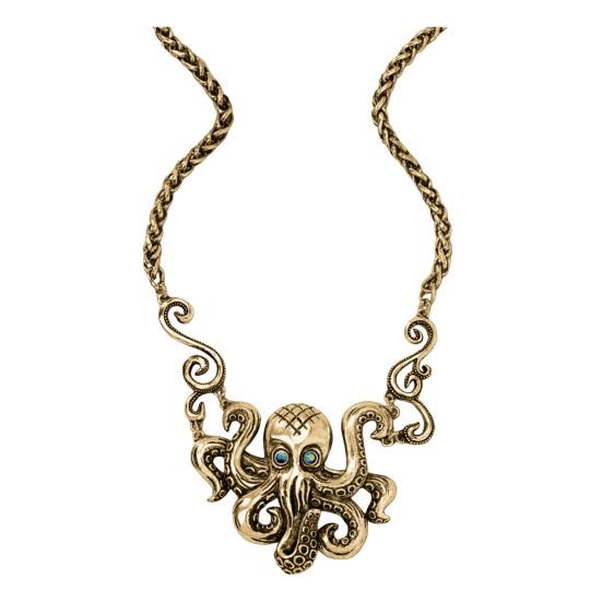 Steampunk Octopus Necklace, Victorian Goth Style Jewelry, Vintage Finish Handmade Pirate Costume Accessory, Gothic Emo Punk Necklace, Bohemian Style