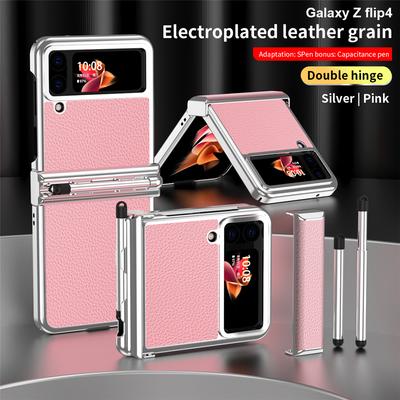 Ultra-thin Leather Hinge Protection Cover For Samsung Galaxy Z Flip 4 3 5G Case With S Pen Shockproof Phone Case Coque Fundas