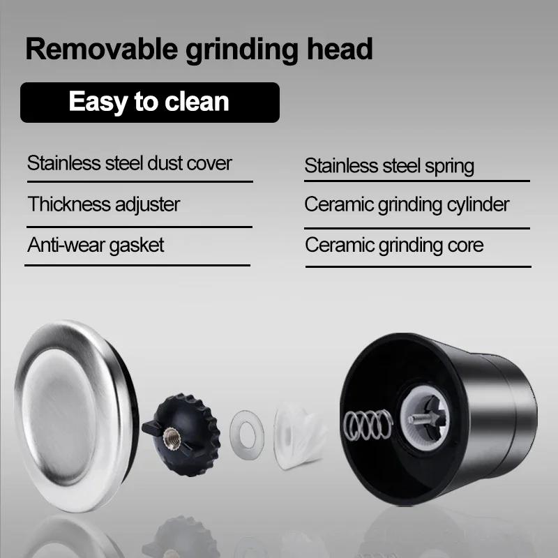 Stainless Steel Salt and Pepper Mill Manual Food Herb Grinders Spice Jar Containers Kitchen Gadgets Spice Bottles Glass