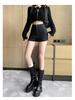 Women's High Waist Black Suit Shorts - Autumn/Winter 2024 A-Line Hip-Hugging Bootcut