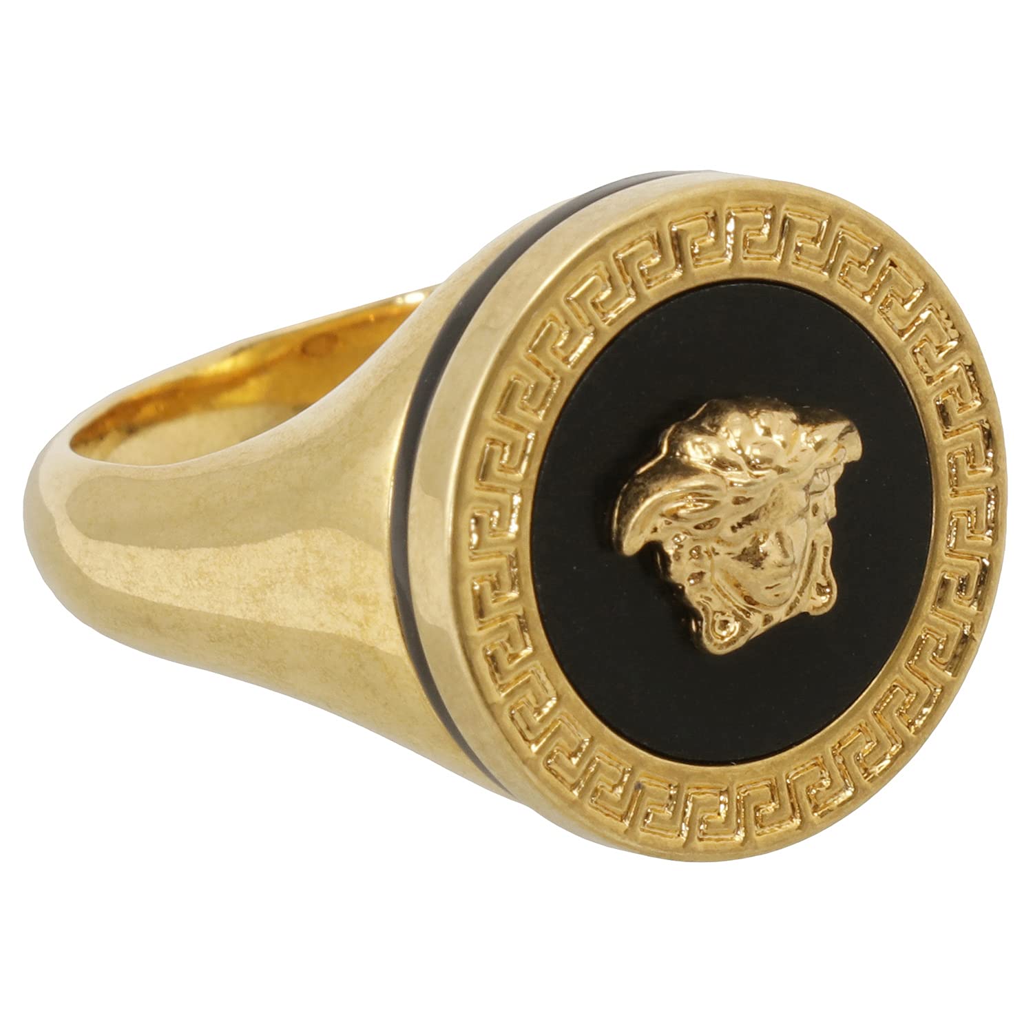 

VERSACE Resin Medusa Ring Greca Motif Ring Japanese Size 18 19 Gold/Black DG57285-DJMR-K41T [Елемент]