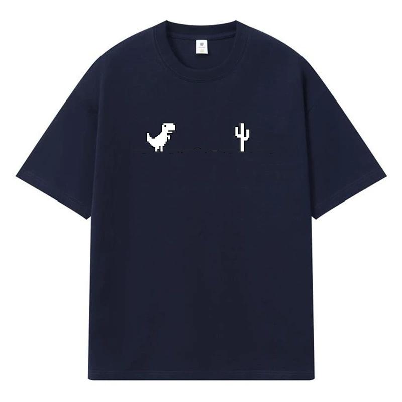 2026 Dinosaur Cactus Printed Graphic Y2k Harajuku Streetwear 100% Cotton T Shirt Casual Oversized Summer Men T-shirt