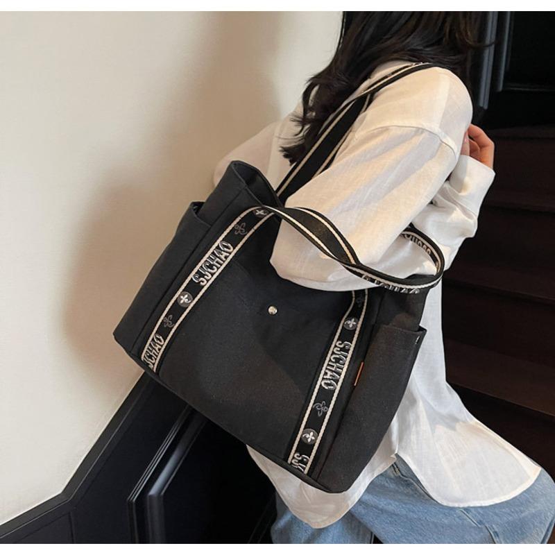 Canvas Bag Women's Large-capacity New Summer Versatile Leisure Shoulder Shopping Bag College Student Tote Bag
