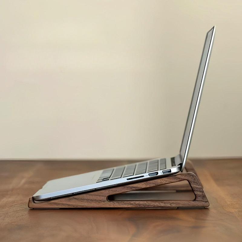 Solid Wood Laptop Stand Heat Dissipation Suspension Portable Office Desktop Heighten Vertical Bracket Wooden Storage Rack