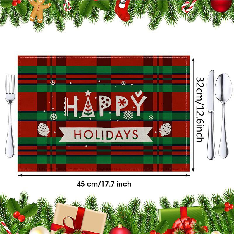 Christmas Linen Heat-Resistant Printed Table Mat - Festive Restaurant Atmosphere Decoration Placemat 33x45 cm