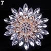 Elegant Vintage Multi-colored Flower Brooch Pin with Sparkling Stones and Leaf-shaped Elements for Weddings and Parties