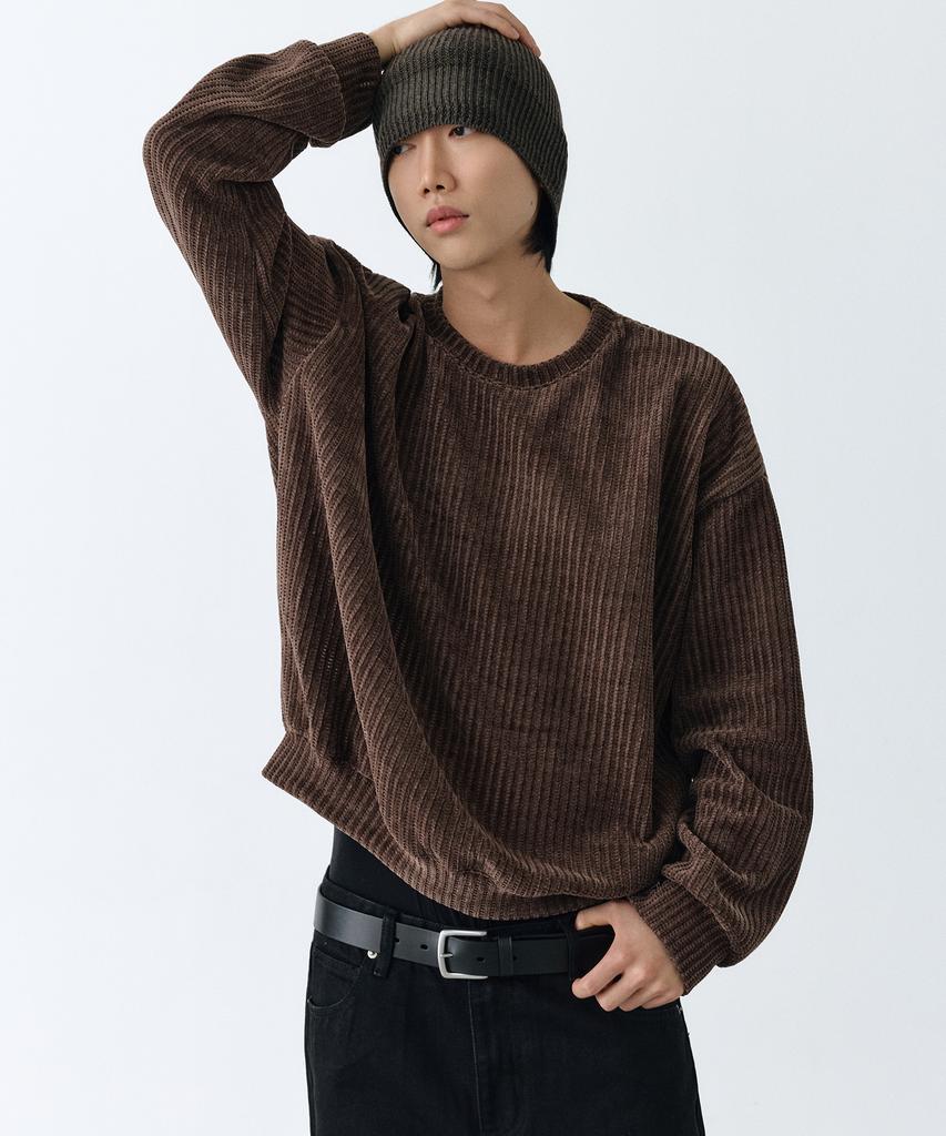 LXT Soft Velour Corduroy Sweatshirt [Brown]