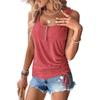Women's Casual Sleeveless U-Neck Button Drawstring Shirt