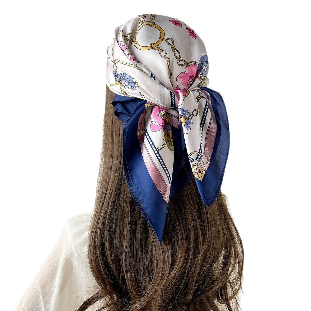 Korean version of simple 71 * 71 spring and summer small square scarf silk scarf female imitation silk square scarf temperament versatile silk scar