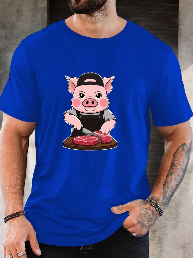 Pig Butcher Cutting Steak Graphic Unisexs Crew Neck Short Sleeve Tee Soft Summer Streetwear Top For Unisex Daily Outdoor Casual Wear