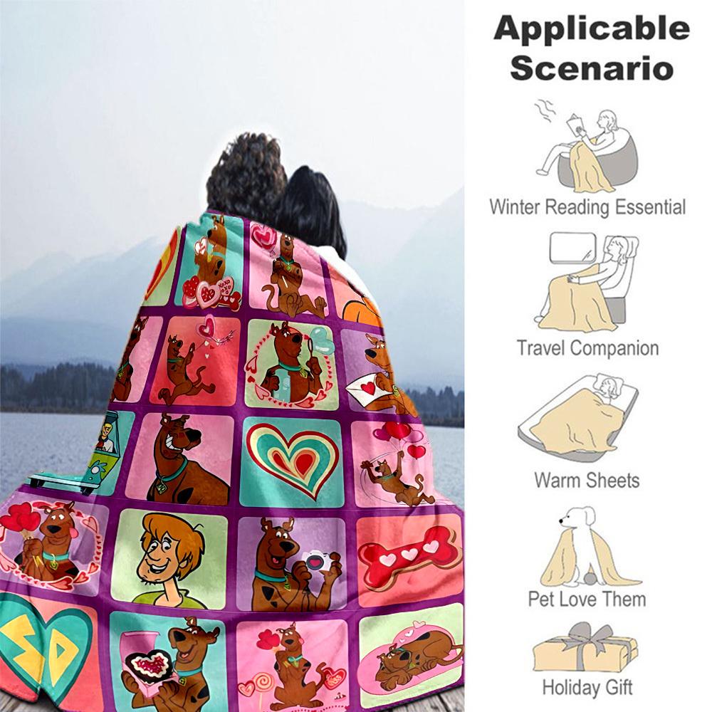 1 Stück Scooby-Doo Valentinstag Outdoor-Decke Leichtes Flanell, Weich & Warm, Ganzjahres, Outdoor, Camping, Wohnzimmer, Büro, L1106043