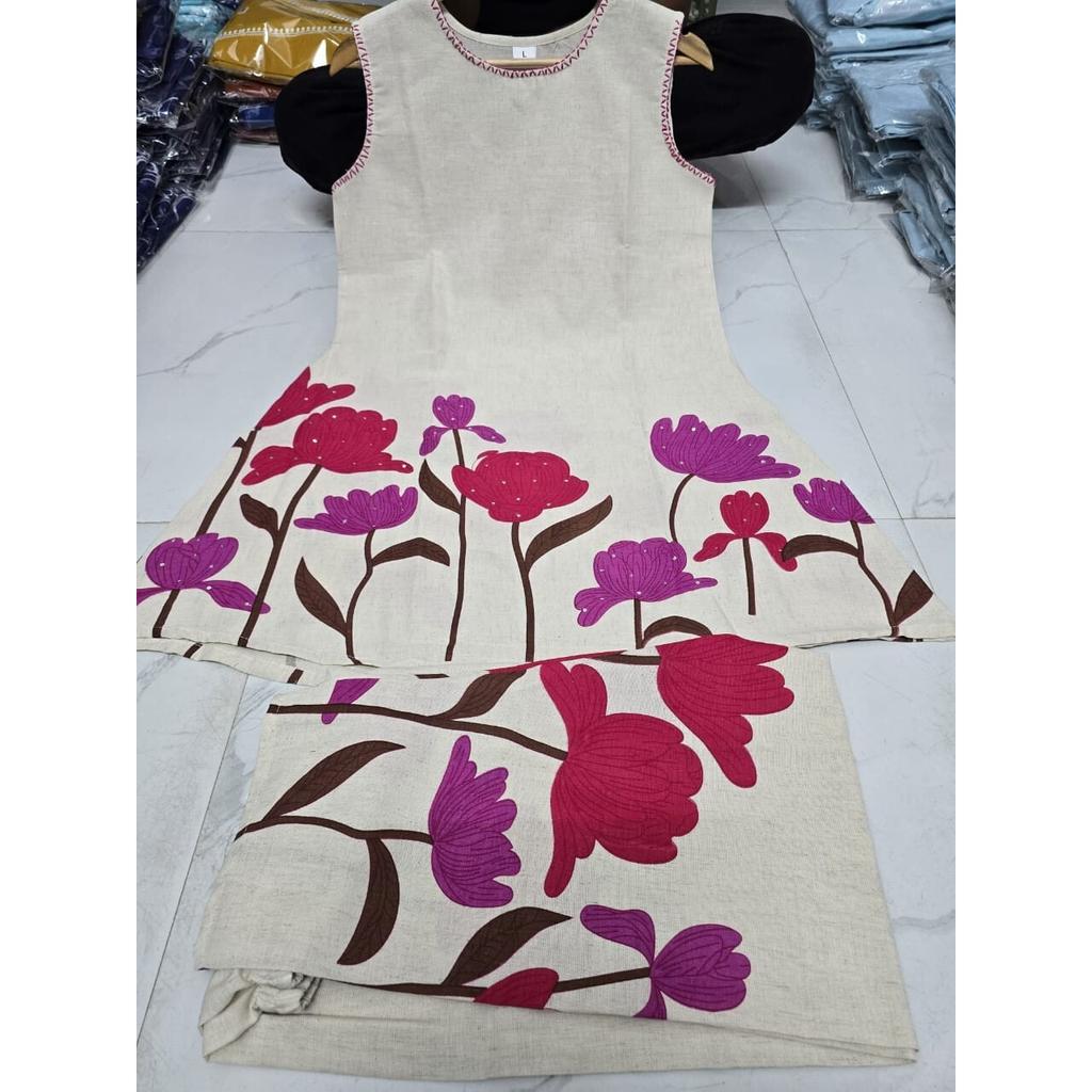Damen Designer Baumwoll Kurta Hose Kordel Set Partykleidung Oberteil Tunika Ärmelloses Kurti VSO-1762 c