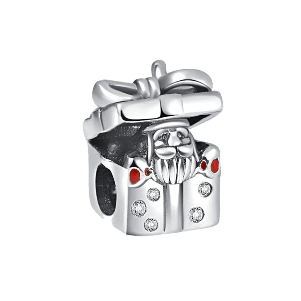 925 Silber Weihnachtsglocke Schneemann Anhänger Perle für Charms Armband Schmuck Zubehör Geschenk