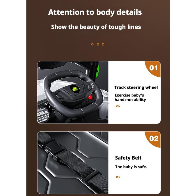 Çocuklar için elektrikli dört tekerlekli arazi uzaktan kumandalı çift sürüşlü oyuncak bebek arabası Bluetooth Müzik LED Işıkları 3 mod