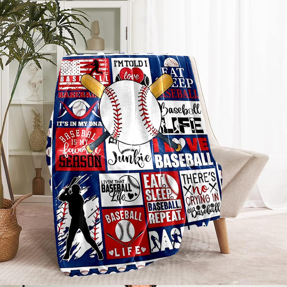 Baseball Theme Printed Blanket - Perfect for Couch, Bed, Travel & Outdoor Use | Machine Washable, Cozy & Durable.