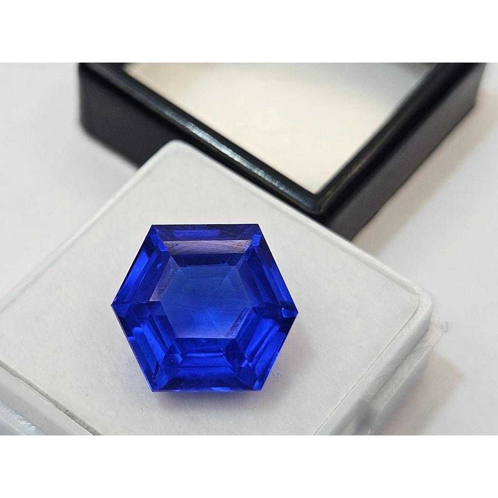 Blue Sapphire 10+ Ct Hexagon Cut Certified Fabulous Loose Gemstone