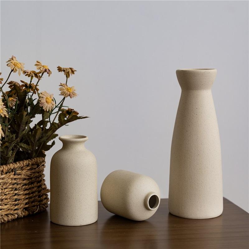 Ceramic Vase Set Decoration Home Living Room Flower Arrangement Modern Flower Set Three Piece White Vase Decoration