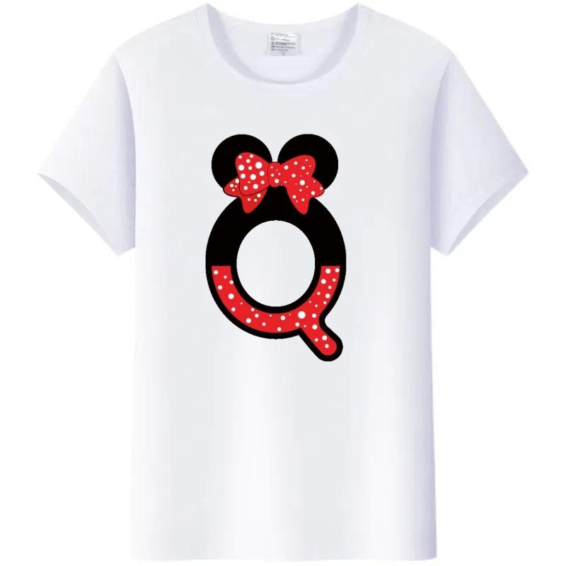 Fashion Blouses Letters Cartoon Mickey Mouse Minnie Printed Family T-Shirts Tshirt Harajuku 90S Top Gift Unisex