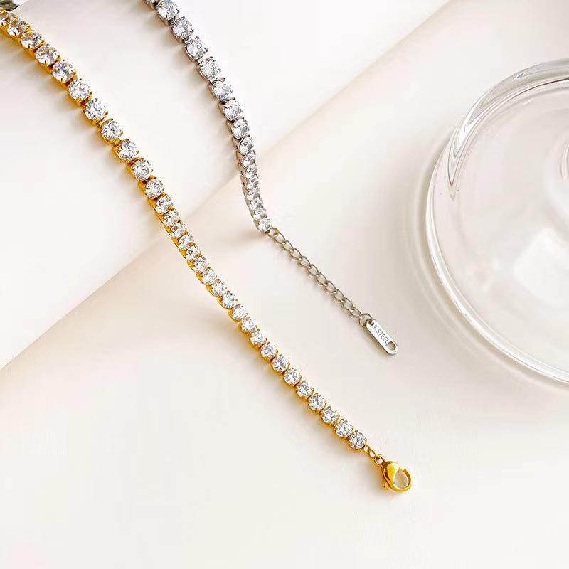 Elegant Titanium Steel Diamond Bracelet - High-End European & American Style