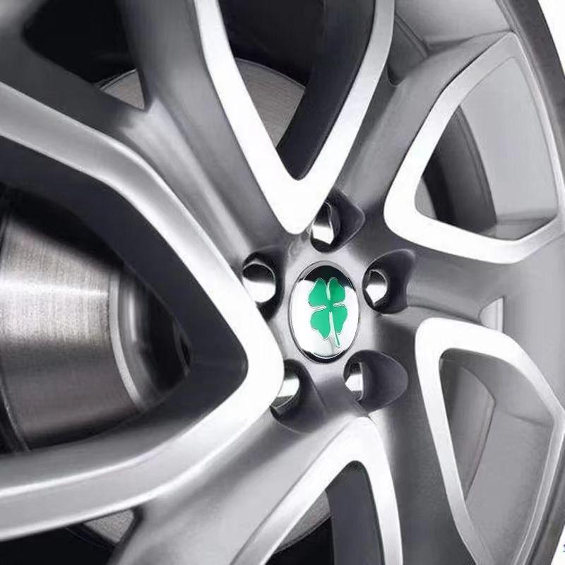 DJHQL1 4PCS 60MM Four-leaf Clover Emblem Car Wheel Center Hub Cap Rims Cover Hubcaps Sticker For BMW HONDA FORD TESLA SUBARU