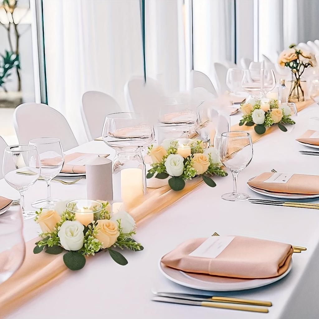 Handgefertigter künstlicher Rosenkranz mit Kerzenmittelstück, Realistisches gefälschtes Hochzeitsmittelstück, Hängende Tür-Tischdekoration für Valentinstag, Ostern, Chanukka