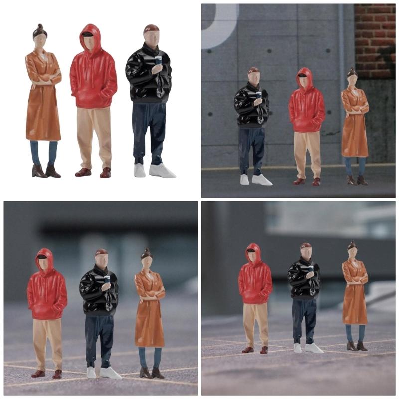 Set of 3 Practical 1/32 Scale Painted Resin Miniature Figures Models for Realistic Lifelikes Figurines Creations