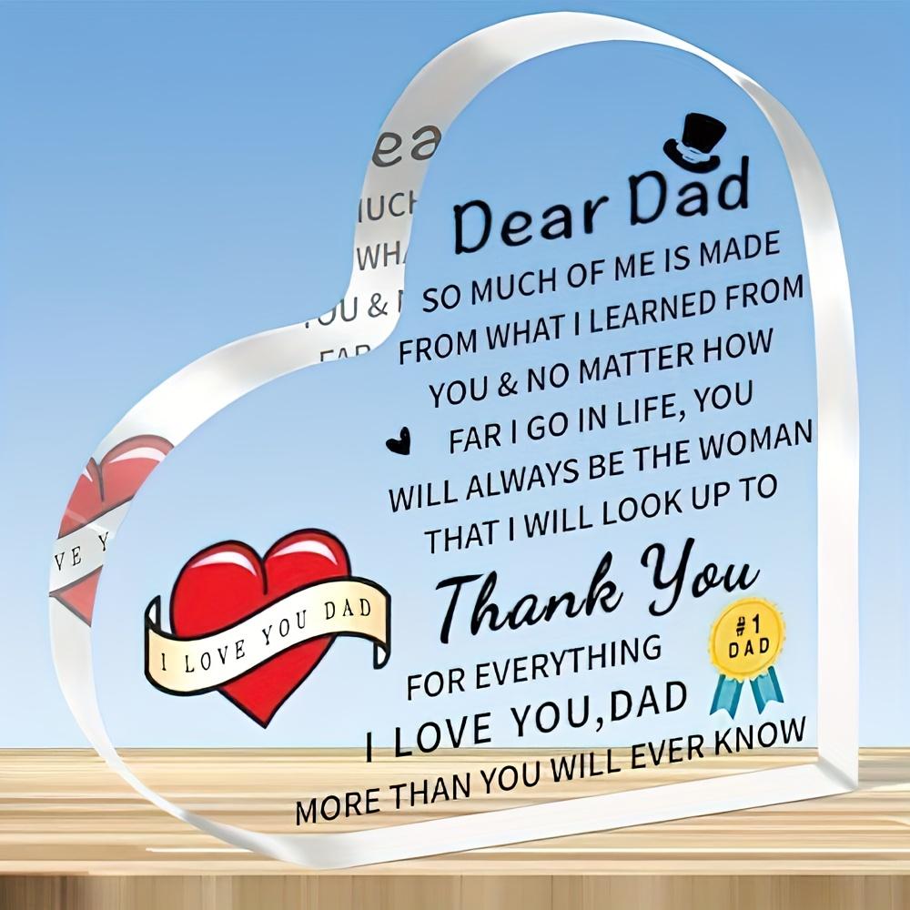 2D Flat, Retro Dad Gift Acrylic Card Suitable for Christmas & Birthday - Irregular-Shaped Tabletop with English Message for Father's Day, Son's or Dau