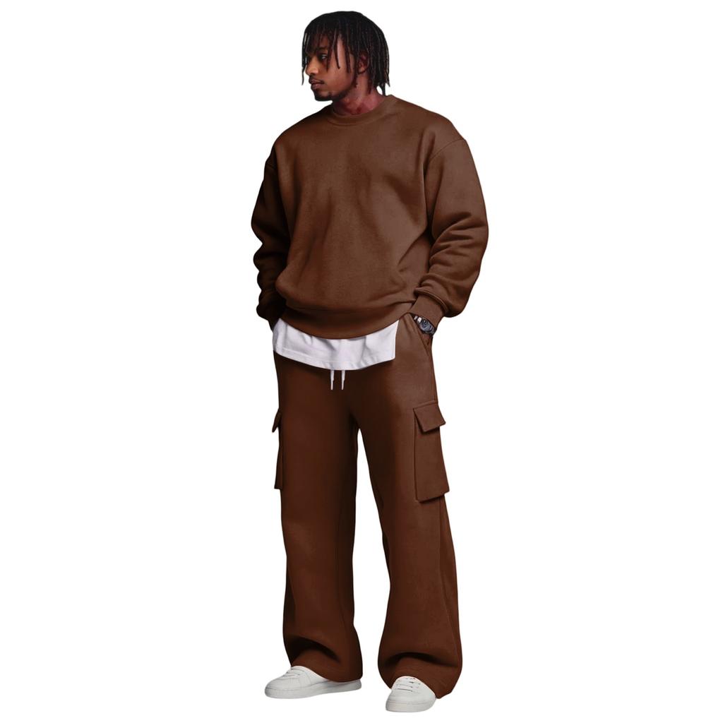 Herren Layer Sweatshirt und Cargohosen Set mit elastischem Bund