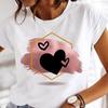Women Printing Clothes Custom T-Shirt Watercolor Cute Tops Tshirt Short Sleeve Cartoon Heart Print Female Graphic O-Neck Tees