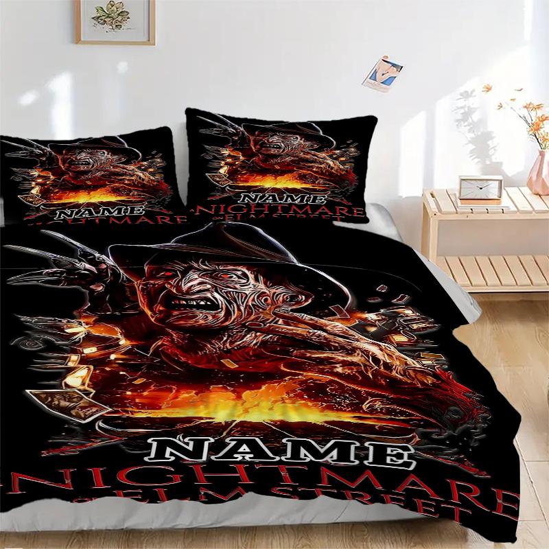 Custom Textile Nightmare Horror Bedding 3 Piece Set HD Print Duvet Cover Pillowcases for Teens Adult Bedroom Decoration