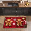 Gingerbread Christmas Kitchen Rug Non-Slip Rubber Back, Snowflake & Cookie Design, for Kitchen, Living Room, Office Decor