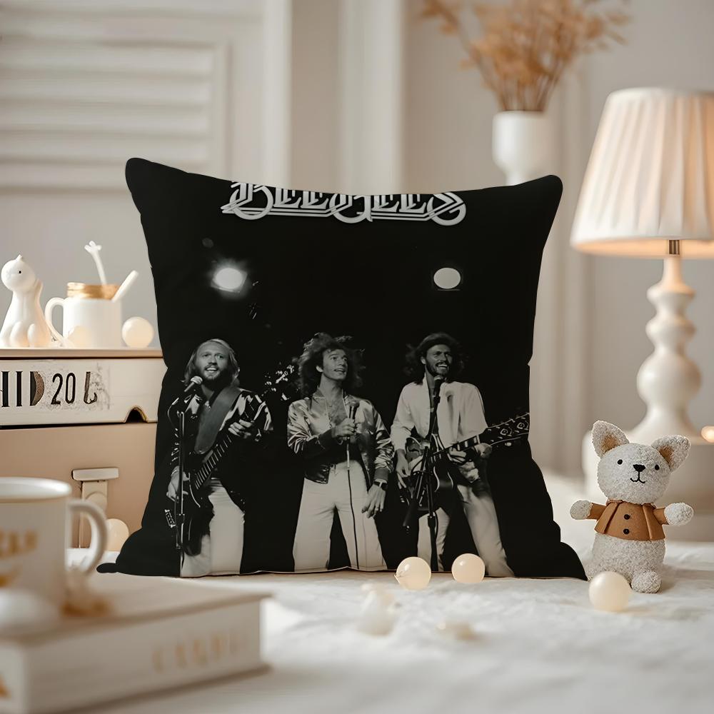 Bee Gees Cushion Cover Anti-dustmite Pillowcase Invisible Zipper Silky Short Plush Sofa Cushion Cover